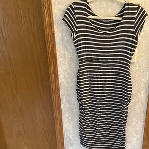 Grey and white maternity dress